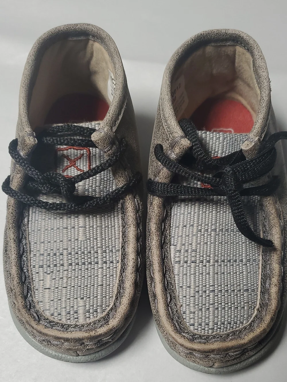 Kids Twisted X Grey Leather Chukka Driving Moccasin Shoes Size 8 Comfort